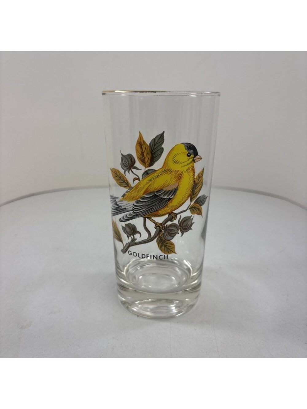 “Goldfinch” Vintage 12oz Flat Tumbler By West Virginia Glass Specialty